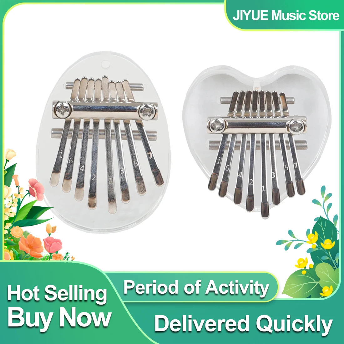 Piano de Pulgar de 8 Tonos, Transparente, en Forma de Corazón, Exquisito Piano de Pulgar, Colgante de Marimba, Regalo con Cordón, Instrumentos de Teclado