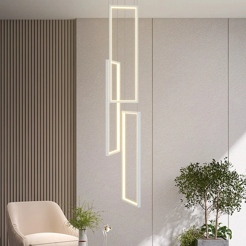 AiPaiTe modern LED living room villa chandelier white/black/gold duplex staircase apartment decorative chandelier