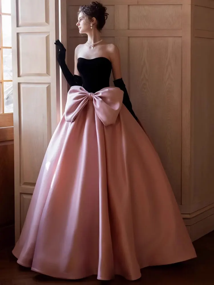 

Ele Pink Fairy T Princ Wedding Dr Floor Length Evening Gown for Host Ceremony Birthday Adult Ceremony