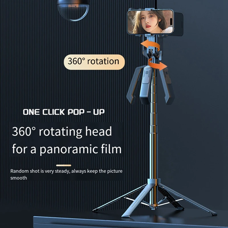 180Cm Bluetooth Selfie Stick Aluminum Alloy Stand Handheld Stabilizer Foldable Monopod, For Mobile Phone Live, Fine Workmanship