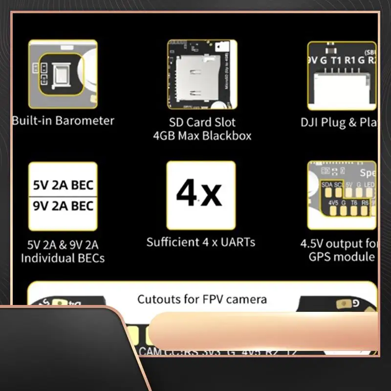 

Для Speedybee SB-F4V3-50-STACK Feta Поддержка 8-полосного двигателя емкостью 1000Uf Высокочастотный конденсаторный модуль с низким сопротивлением Durable-N