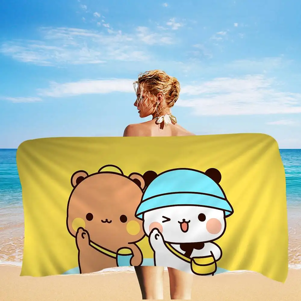 Bear Cartoon Kawaii D-Dudu B-Bubu Microfiber Printed Beach Towel Mountain Climbing Yoga Beach Swimming Running Absorbent Towel