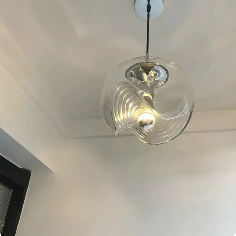 SANDYHA الحديثة الشمال الزجاج الشفاف قلادة ضوء الثريا الأنيقة لغرفة الطعام غرفة المعيشة غرفة نوم الممر LED الصغيرة