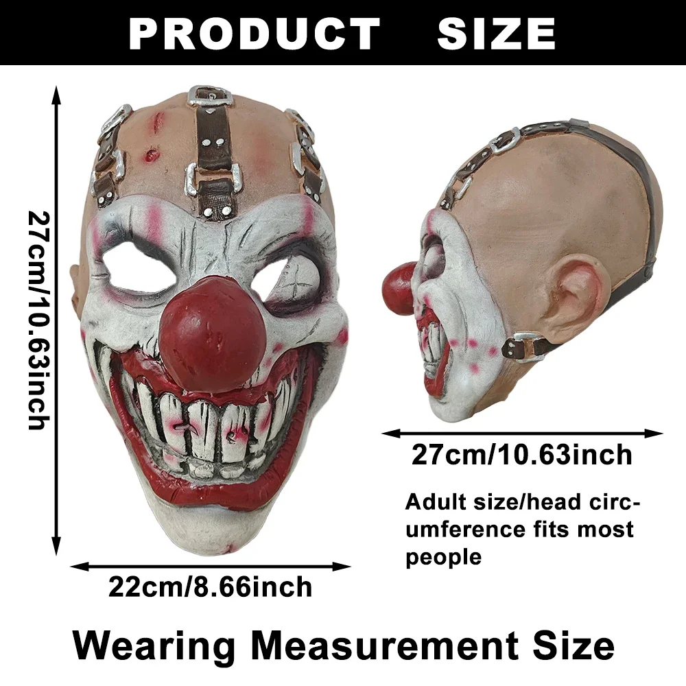 2025halloweenMasque de Clown à dents douces, fête d'halloween, masque de Clown tueur torsadé d'horreur, film de jeu Cosplay