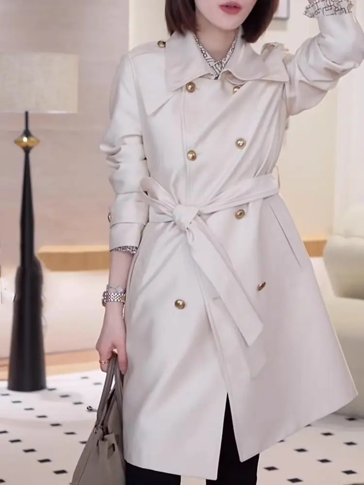 2026 Medium Long Styles Work Clothes Female Shirt Spring Autumn Long Sleeves Windbreaker Women Jacket Loose Trench Lady Outwear