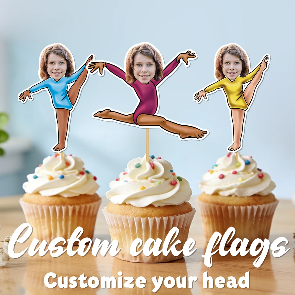 12 Stück personalisierte Cupcake-Topper zum Thema Ballett, individuelle Party-Kuchendekorationen mit Ballettmuster, Partyzubehör