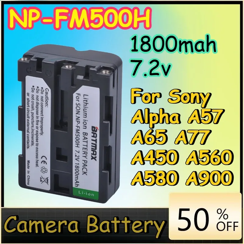 

1800mah 7.2v NP-FM500H Battery for Sony Alpha A57 A65 A77 A450 A560 A580 A900 Camera Battery