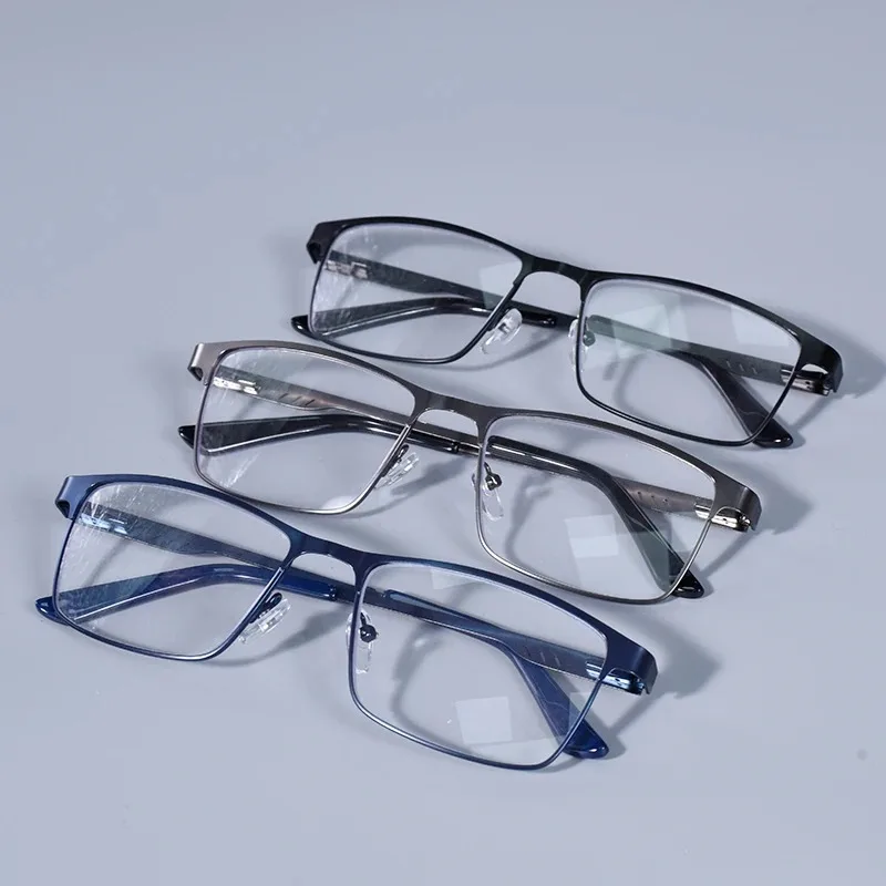 +0,75 1,25 1,5 1,75 2,0 2,25 2,75 Anti-Blaulicht Herrenbrille Quadratischer Metallrahmen Große Lesebrille Presbyopie-Brille Gafas Lectura – Detail 5