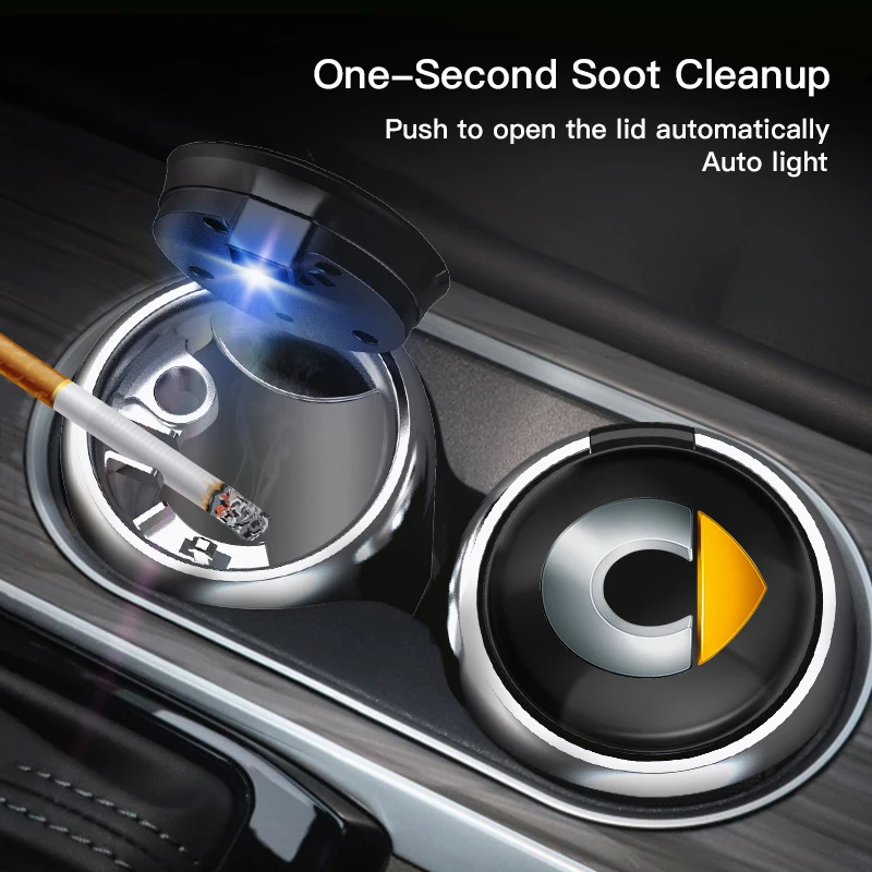 

Car Interior Ashtray LED Light Portable Smoke Ashes Holder For Smart Fortwo Forfour Forjeremy Forvision 451 453 Brabus Roadster