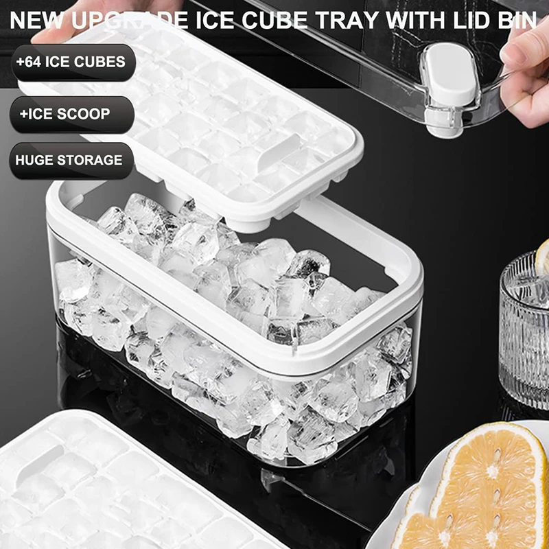 Ice Cube Moulds Ice Making Box Homemade Ice Compartment Food Grade Push Ice Compartment Frozen Ice Cubes One Click Drag Ice