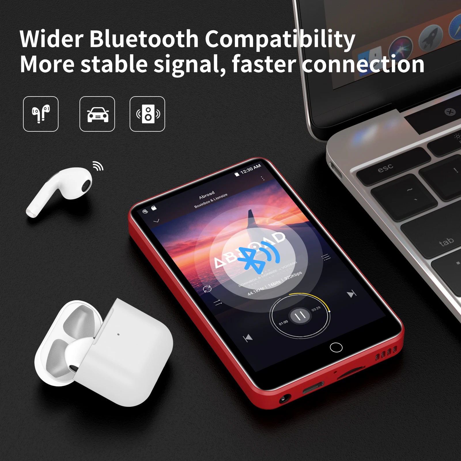 ZAQE MP3 player supports Bluetooth and WiFi, MP3 MP4 player supports Spotify Audible、Pandora， Up to 512 GB