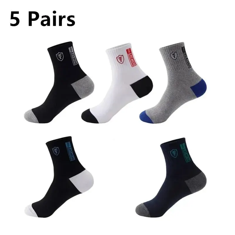 5 Pairs Apring And Fall Mens Sports Socks Summer Leisure Sweat Absorbent Comfortable Thin Breathable Basketball Meias