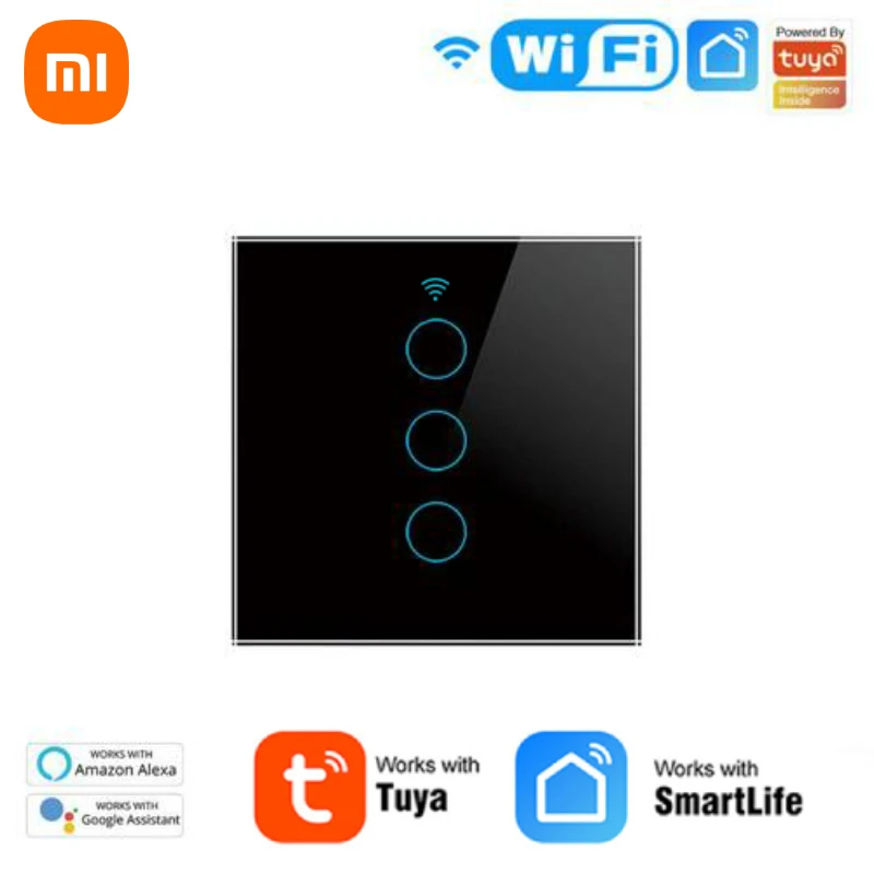 

Xiaomi Tuya US WiFi Smart Wall Switch 1/2/3/4 Gang No Neutral Wire Touch Sensor LED Light Switches Smart Home Alexa Google Home