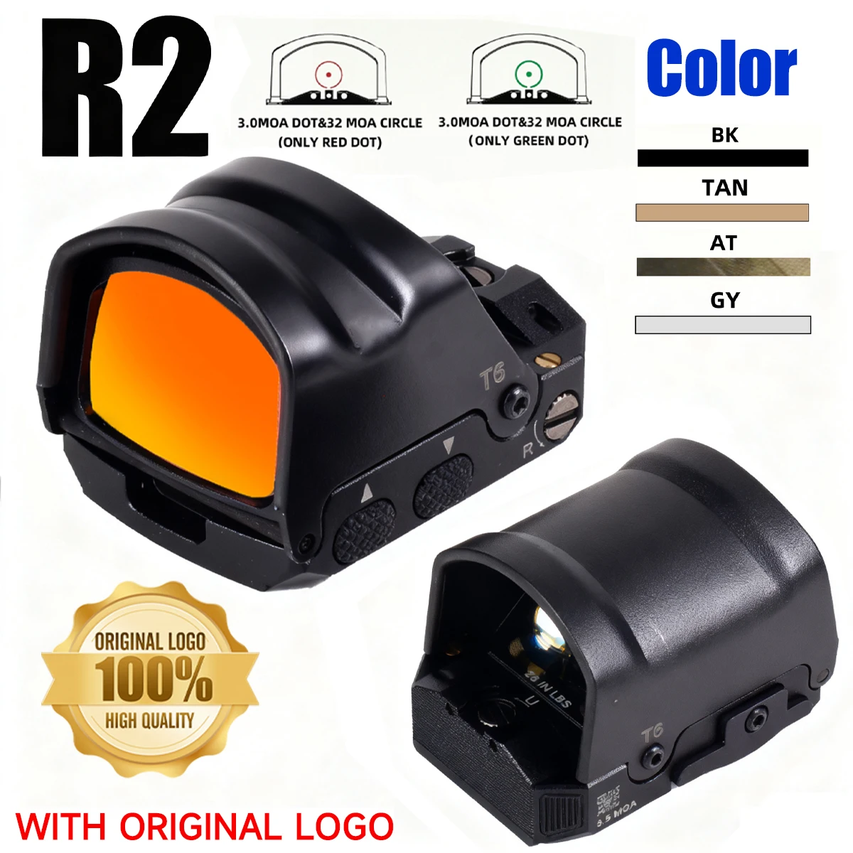 

Rom2 Tactical Red Dot Sight 3.0&32MOA Circle Dot Reticle Holographic Optics Scope W/Pistol Mount Plate Hunting G19 Reflex Sight