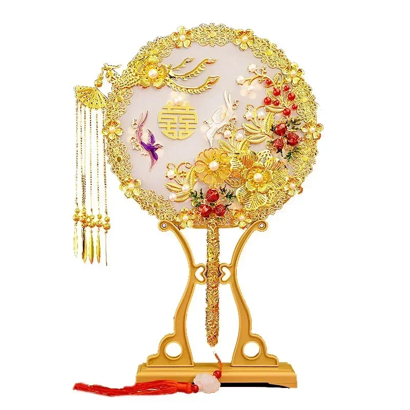 32*22cm Home Decor Fans Vintage Chinese Wedding Decorative Hand Fans DIY Wedding Fan Kit Bride Photography Ornaments ventilador