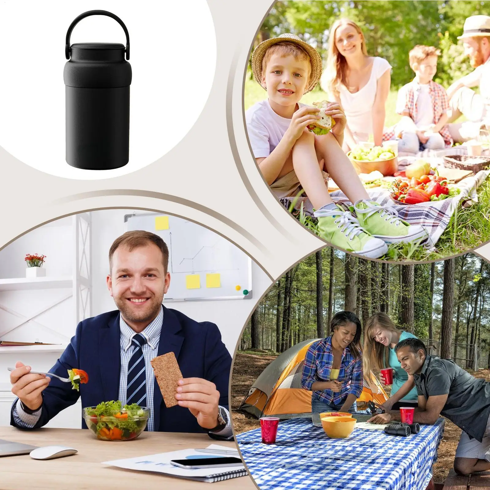 

Ланч-бокс для взрослых, 600 мл, из нержавеющей стали, с широким горлышком, контейнеры для хранения еды для взрослых, детей, работы, школы, кемпинга, пикника