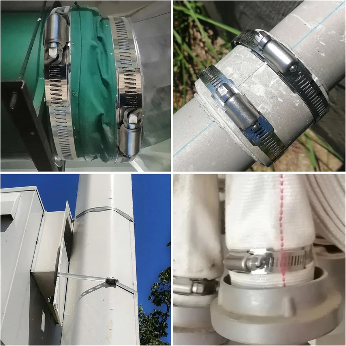 Klem selang 20FT tali logam + 20 pengencang DIY Cut-To-Fit klem pita baja tahan karat cacing besar yang dapat disesuaikan