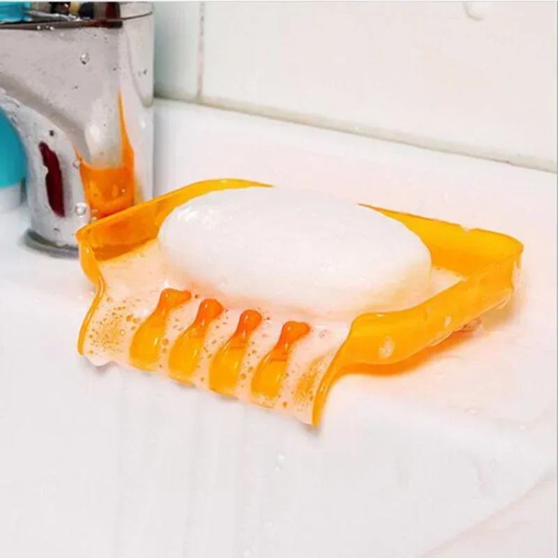 Creative Soap Tray Colorful Waterfall Soap Dish Sponge Holder Drain Soap Box Plastic Bathroom Toilet Kitchen Rack Cases Useful