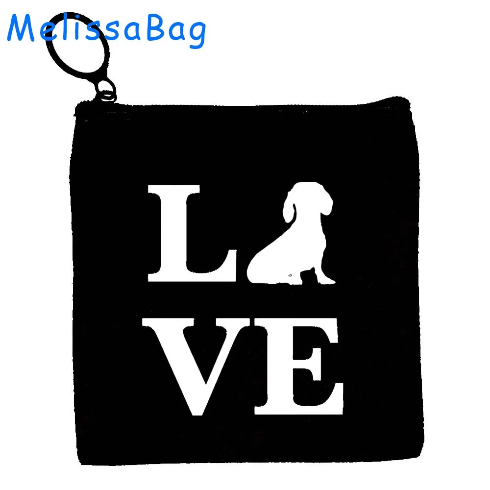 Love My Dachshunds Cute Gifts Funny Dachshund Wiener Dog Lover Silhouette Canvas Coin Purse Key Case Bags Wallet Zipper Pouch