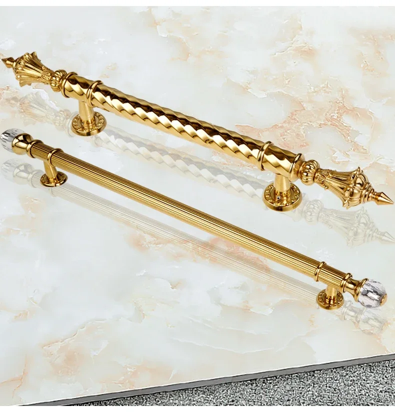 Modern Luxury Satin Brass and Stainless Steel 304 Sliding Glass Door Handles