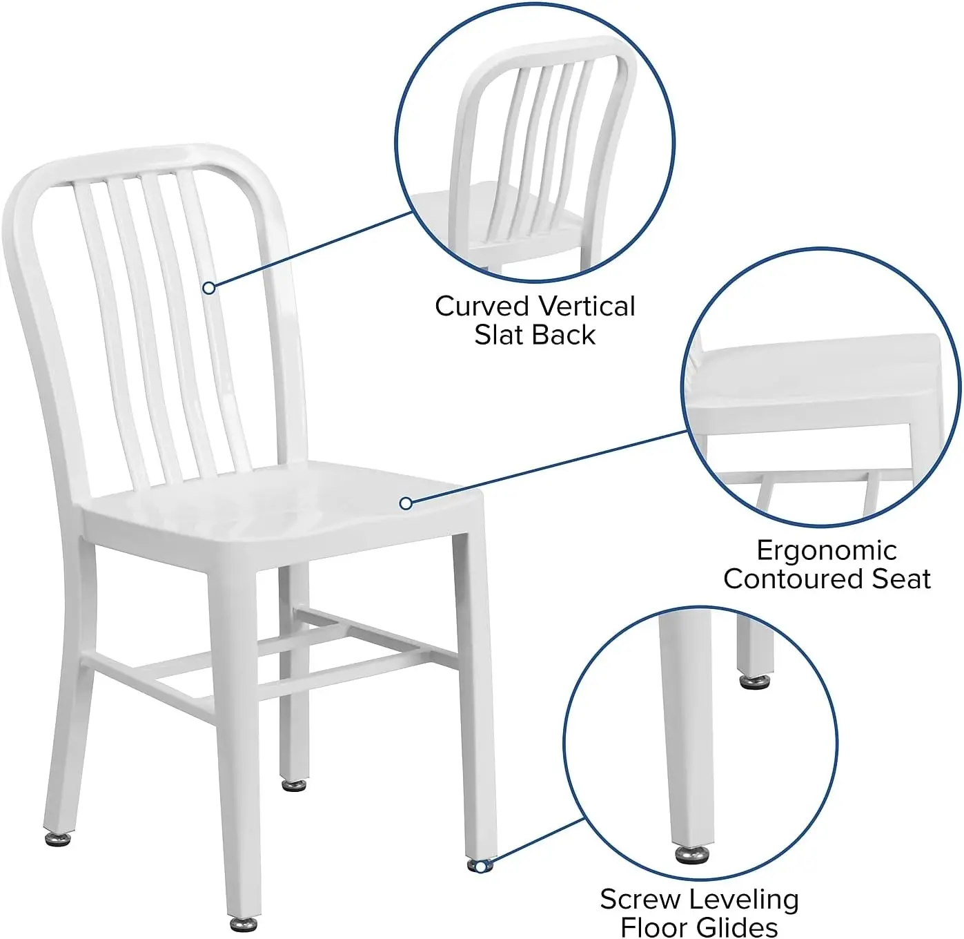 Cadeira interna-externa de metal branco Gael Commercial Grade 2 Pack