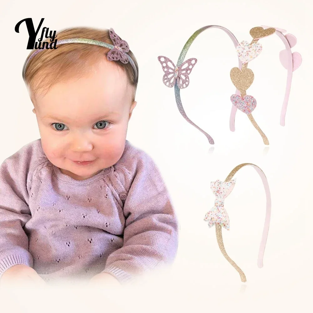 1 Stück Mädchen Kleinkind Stirnband funkelnd süße Kinder Glitzer Haar bänder für Alter 1-12 rutsch feste Bogen Herz Schmetterling Kopf bedeckung Geschenke