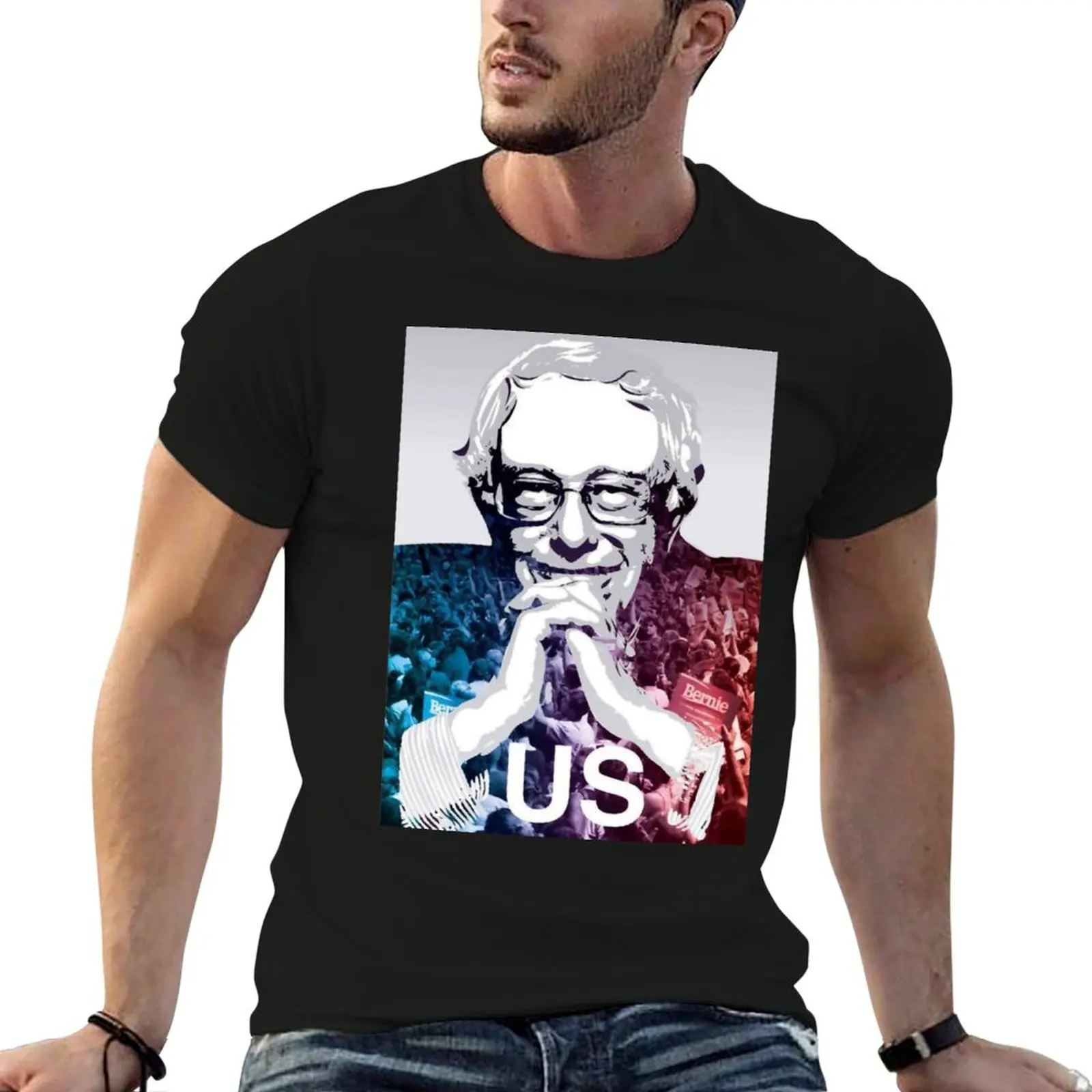 

cotton cotton man - US black shirt t-shirt T-Shirt package man Bernie heavy for Art t plain Sanders