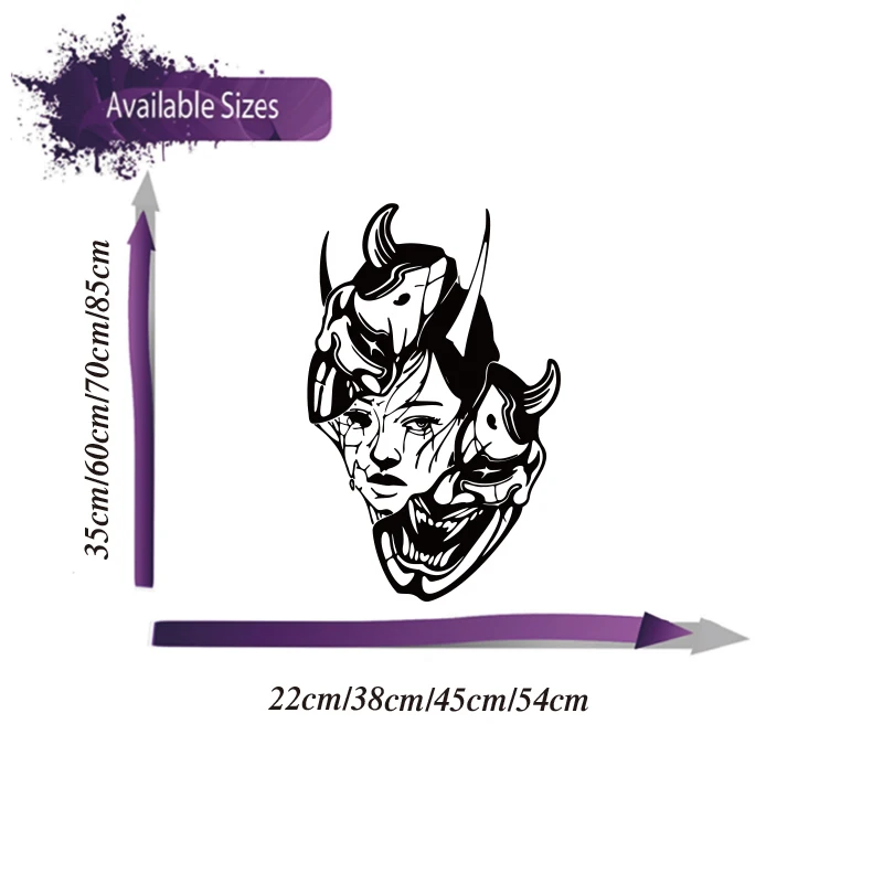 Hannya Mask Car Sticker Decal For JDM Japanese Racing Turbo Auto Vehicle Truck Hood Bonnet Windscreen Windshield Decor - Image 4