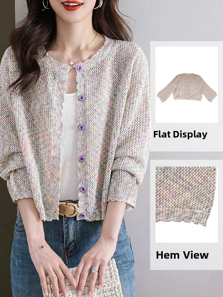 Spring Hollow out Knitted Sweater Women's Open Cardigan ort Sle Spring Faion Outerwear Thin Sweater Jaet for Women