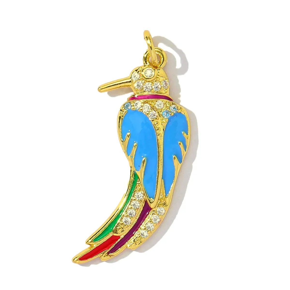 3pcs/Lot Wholesale Copper Zircon Be Love Heart Necklace Pendant Women Enamel Bee Parrot Cross DIY Charms Flower Jewelry