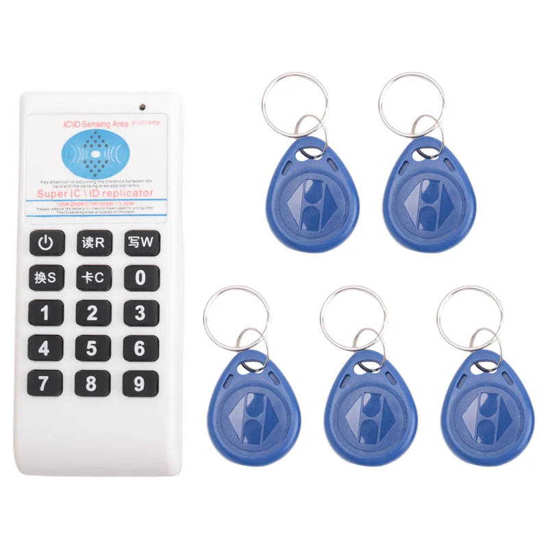 

AA60-RFID NFC IC Card Reader & Writer +5XT5577 Keychain 125Khz-13.56MHZ Duplicator RFID Smart Card Reader IC ID Duplicator