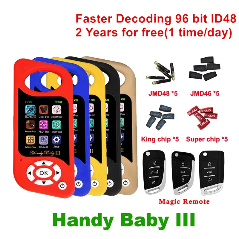 

Hand-held JMD Handy Baby III Car Key Copier Auto Key Programmer for 4D/46/48/G/KING/Red Chip Copy 96bit 48 Chip