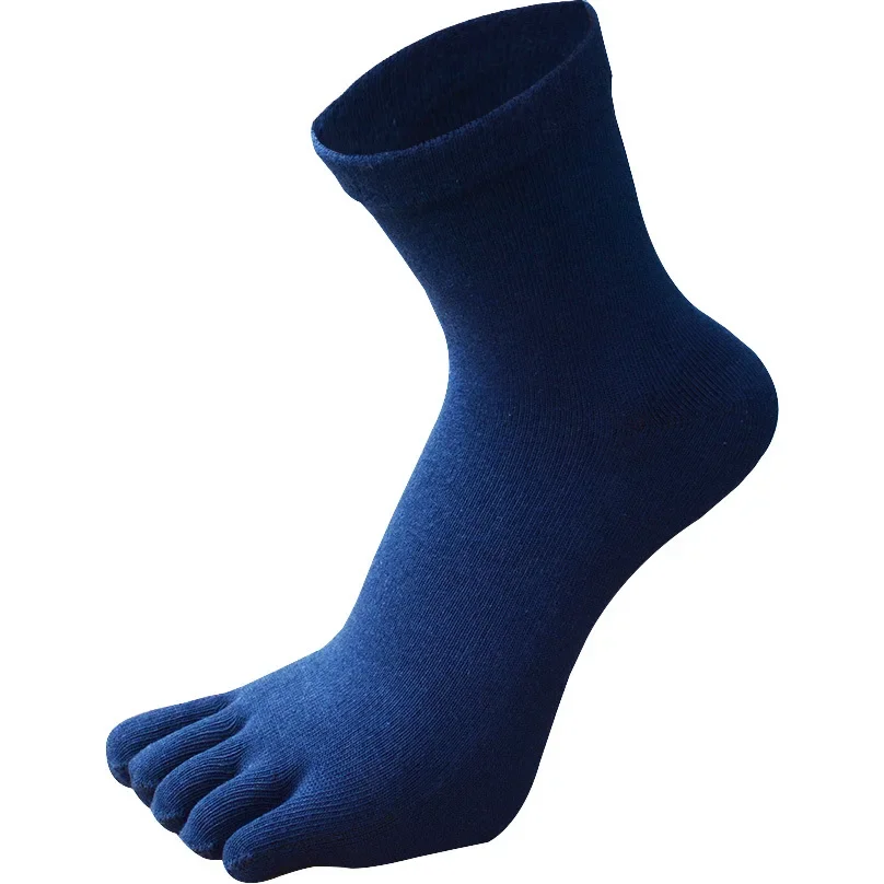 Men Cotton Five Fingers Sports Socks Autumn Winter Five-Finger Socks Pure Color Black Blue Gray Male Five Toes Sock Plus Size