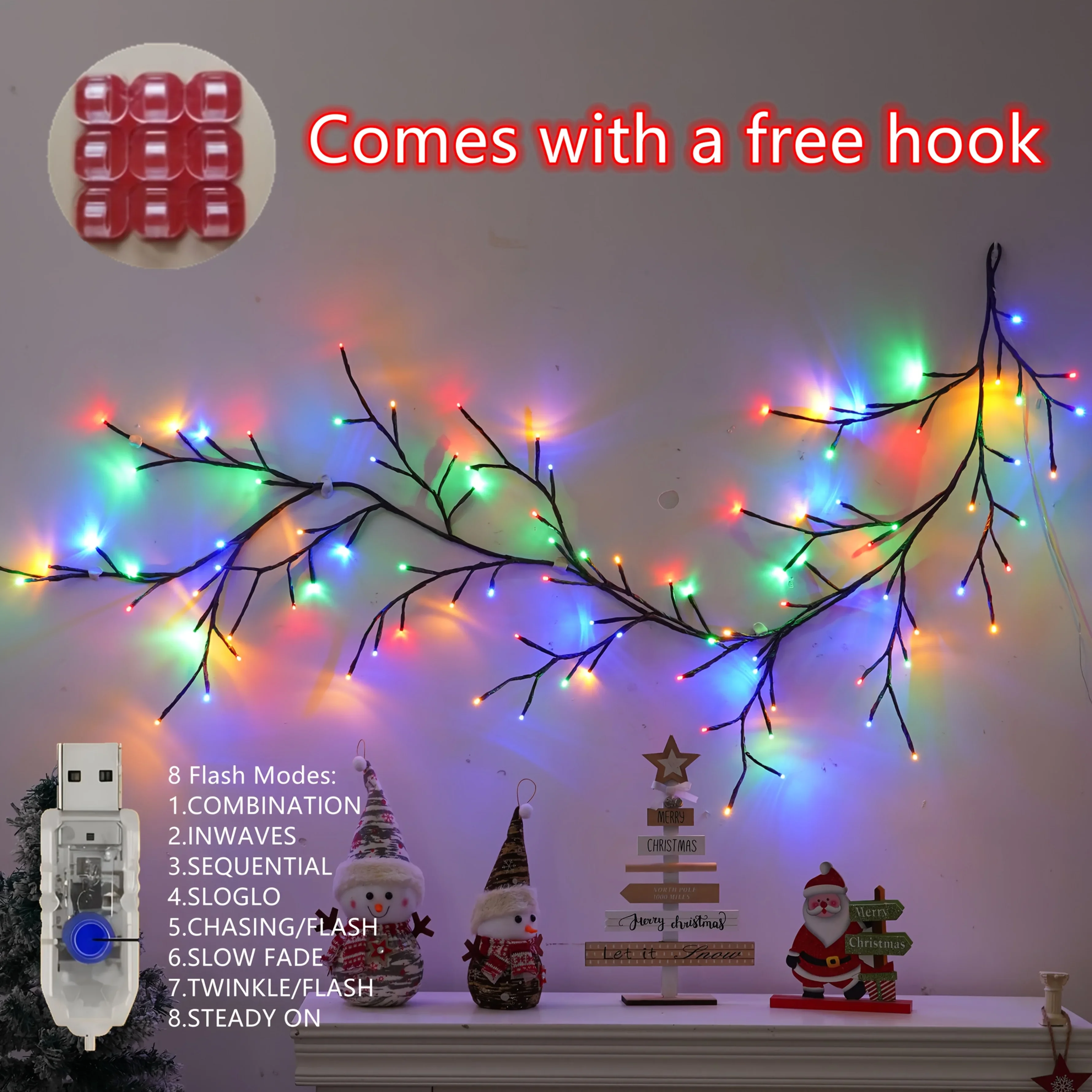 72/96LED Willow Vine Lights Bendable Branch Lights USB Powered Lights for Indoor Bedroom Wall Decorative All Party Lighting Lamp