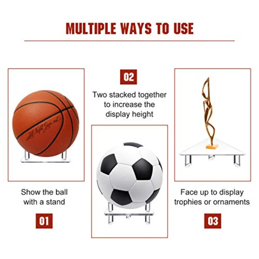 2 قطعة حامل كرة أكريليك عرض حامل كرة رياضية رف تخزين لكرة القدم كرة السلة الكرة الطائرة وكرة القدم شفافة