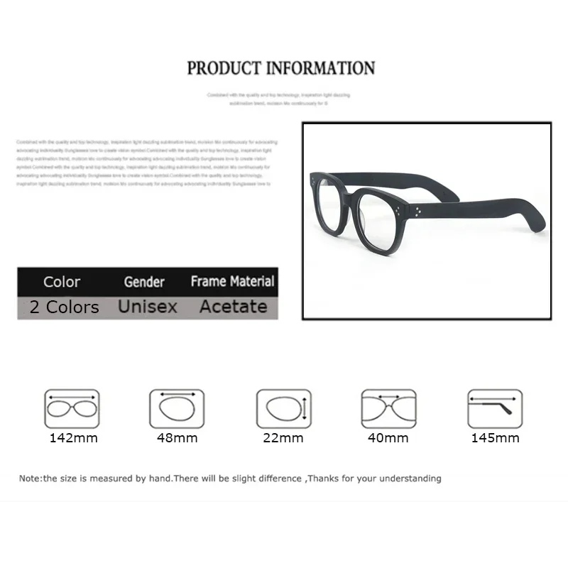 Customize Prescription Glasses Men Frame Johnny Depp VILDA Photochromic Anti-Blue Light Myopia Hyperopia Eyeglasses