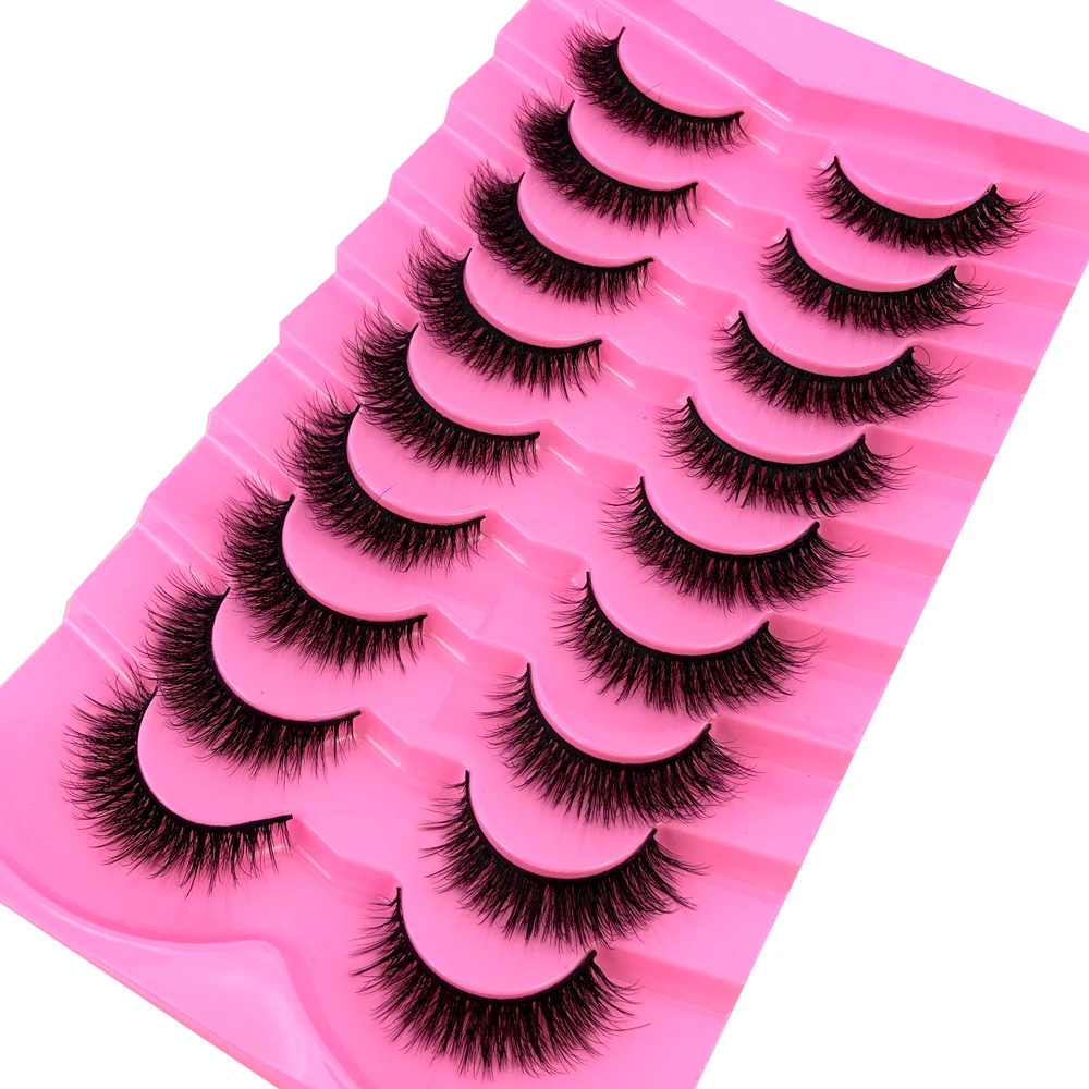 Nerz-Wimpern Flauschige Katzenaugen-Wimpern Wispy 6D Volumen Künstliche Wimpern Wie Extensions Aussehend Dicke Weiche Lockige Falsche Wimpern 9 Paare – Detail 14
