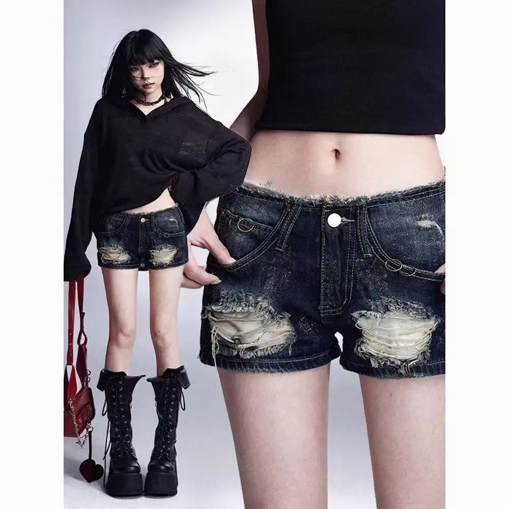 

Summer Y2k Low Waist Denim Super Shorts Female New Ripped Denim Shorts Jeans Hot Pants