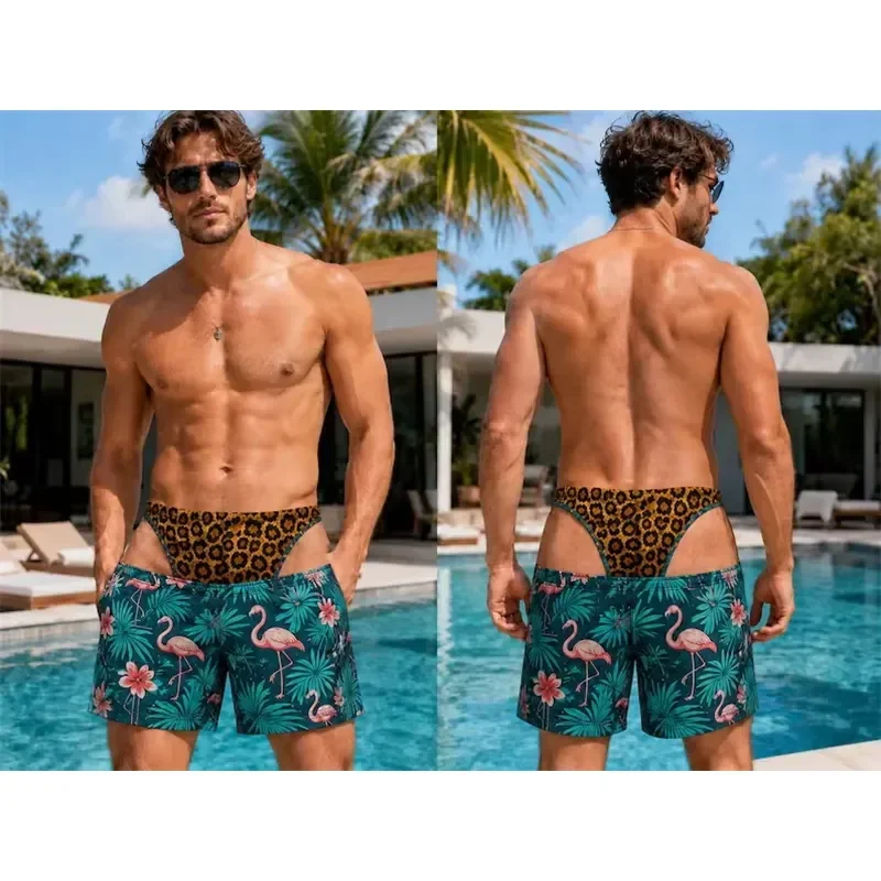 Shorts Comfortable Breathable Casual Funny Butt Prank Pattern 3D Print Swim Trunks For Men Floral Hawaii Style Quick Dry
