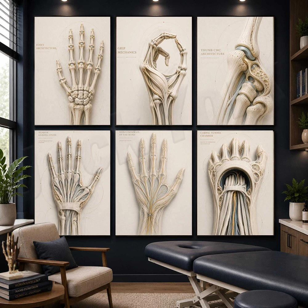 Orthopedic Hand Anatomy Print Scientific Illustration for Occupational Therapy OT Gift Physical Therapist Clinic Decor Poster