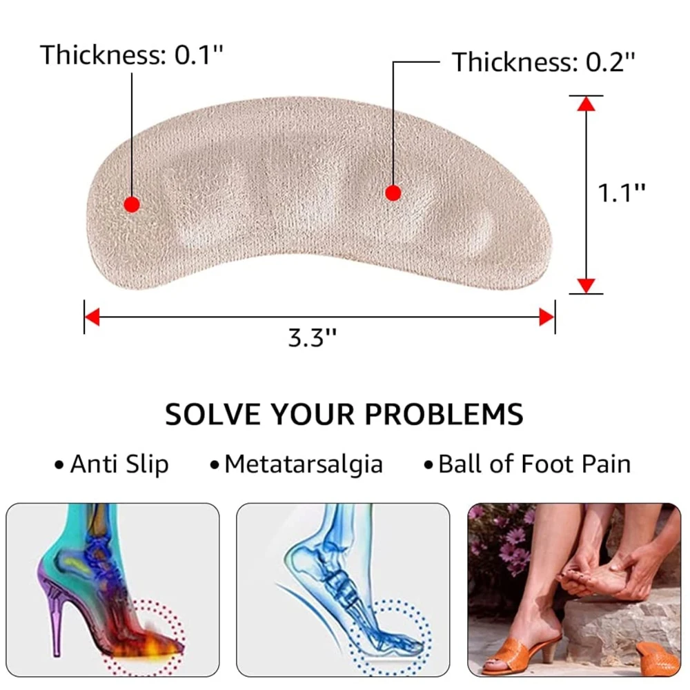 Weiche Silikon-Pads für Damenschuhe, rutschfestes Vorfuß-Einlegepad, Ferseneinlage, Gel-Einlegesohlen für Absätze, Sandalen, rutschfester Fuß – Detail 9