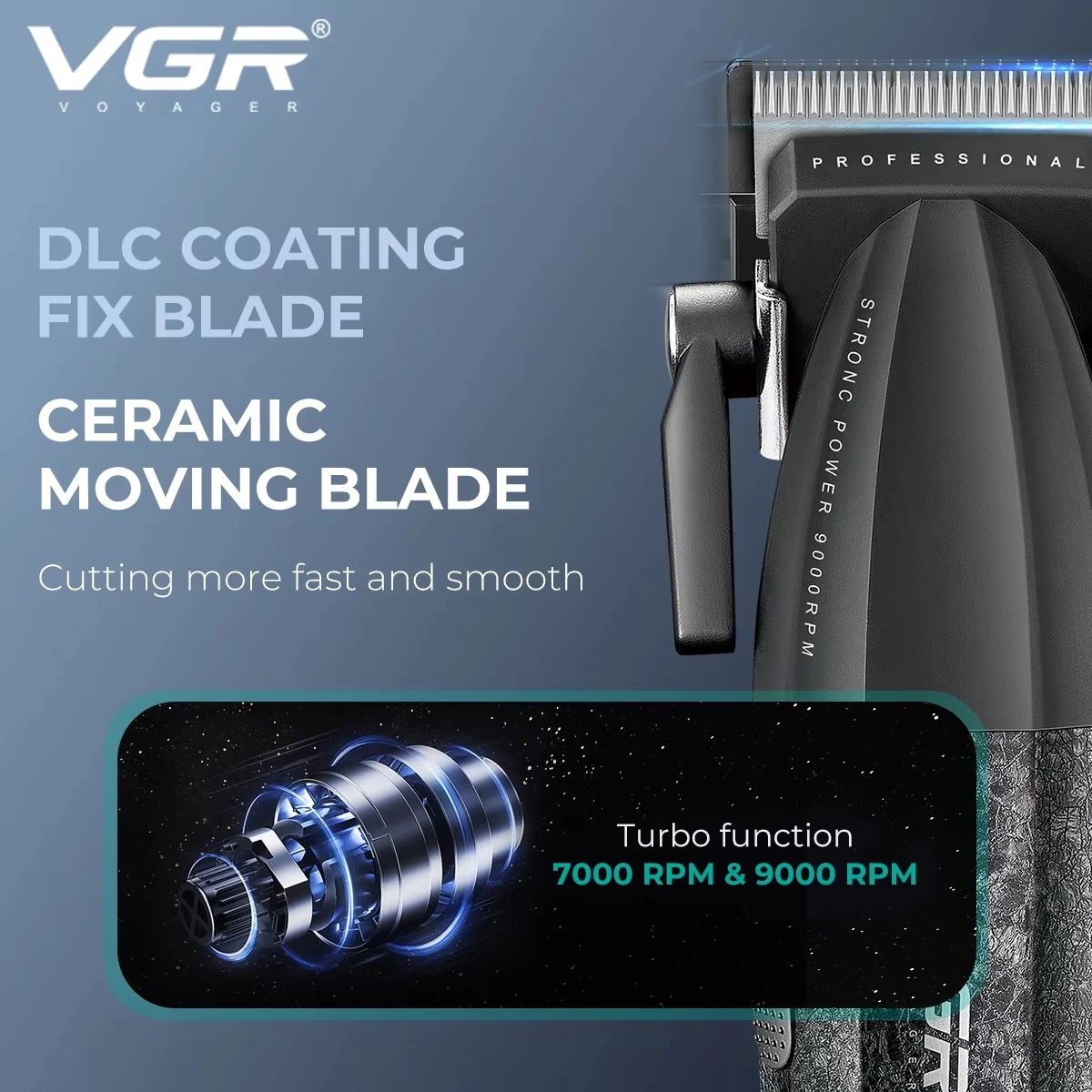 VGR Hair Trimmer Professional Trimmer Rechargeable Haircut Machine 9000 RPM Hair Clipper Adjustable Barber Hair Clipper V-640