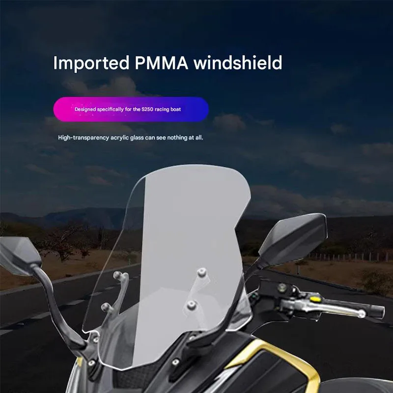 For KYMCO Xciting S 250 Replacement parts: Windshield enlarged and widened, front windshield deflector