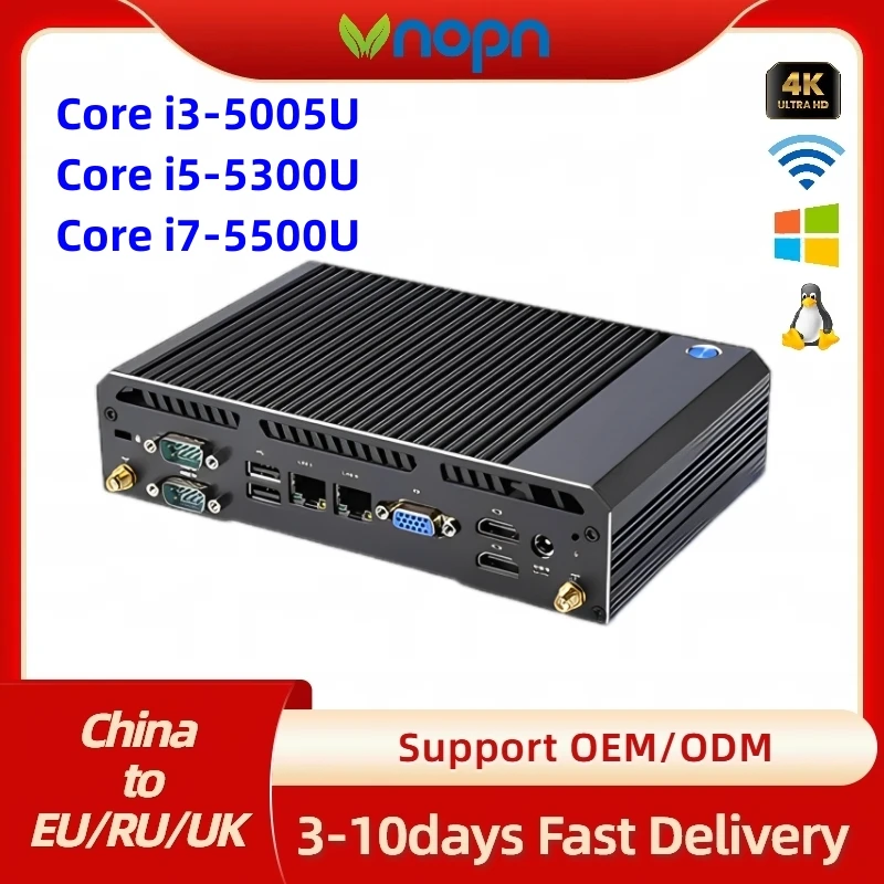 Economico Dual Core In-tel Core i3 5005U 6006U i5 i7 Dual LAN Ports VGA HD-MI Dual display Fanless Industrial MINI PC