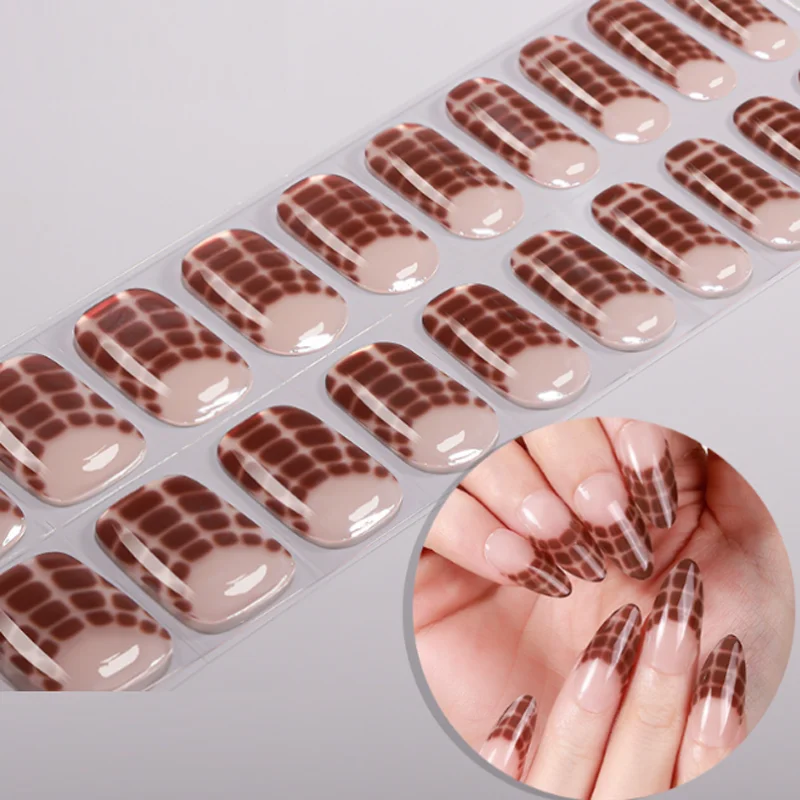 

New 20 Strips Semi Cured Gel Nail Stickers Wraps UV Light Manicure Polish Nail Art Decoration Pegatinas Para Uñas Nail Tips