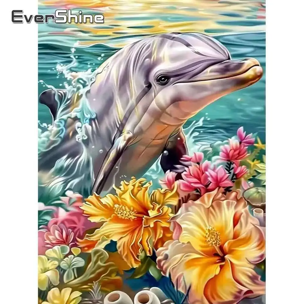 Evershine Diamant Stickerei Delphin Kreuzstich Tier Diamant Mosaik Blume Handarbeit Malerei Wand Dekor