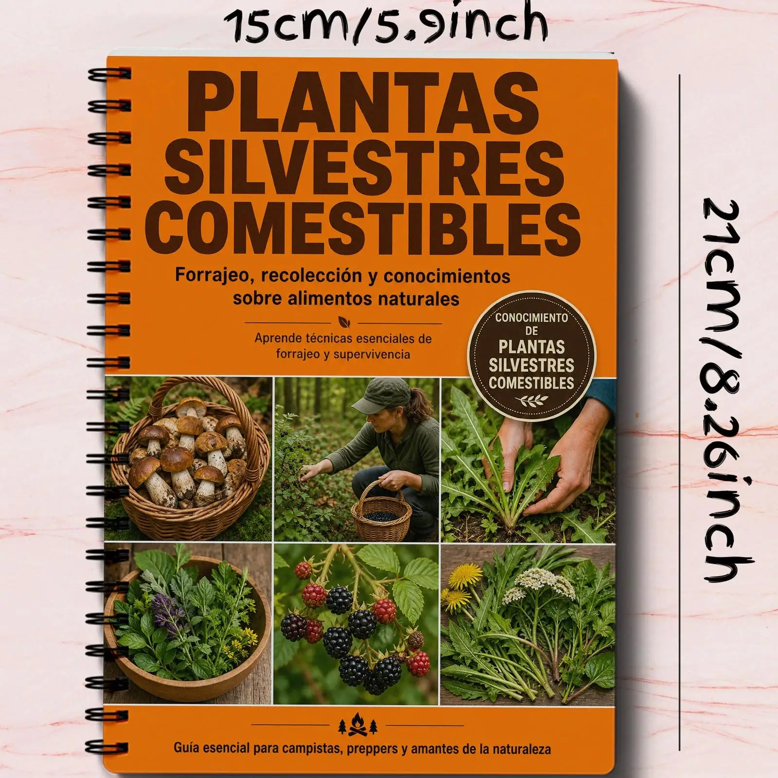 Spanish Version Wild Edible Plants Notebook Foraging Guide Journal, Outdoor Survival Skills & Plant Identification