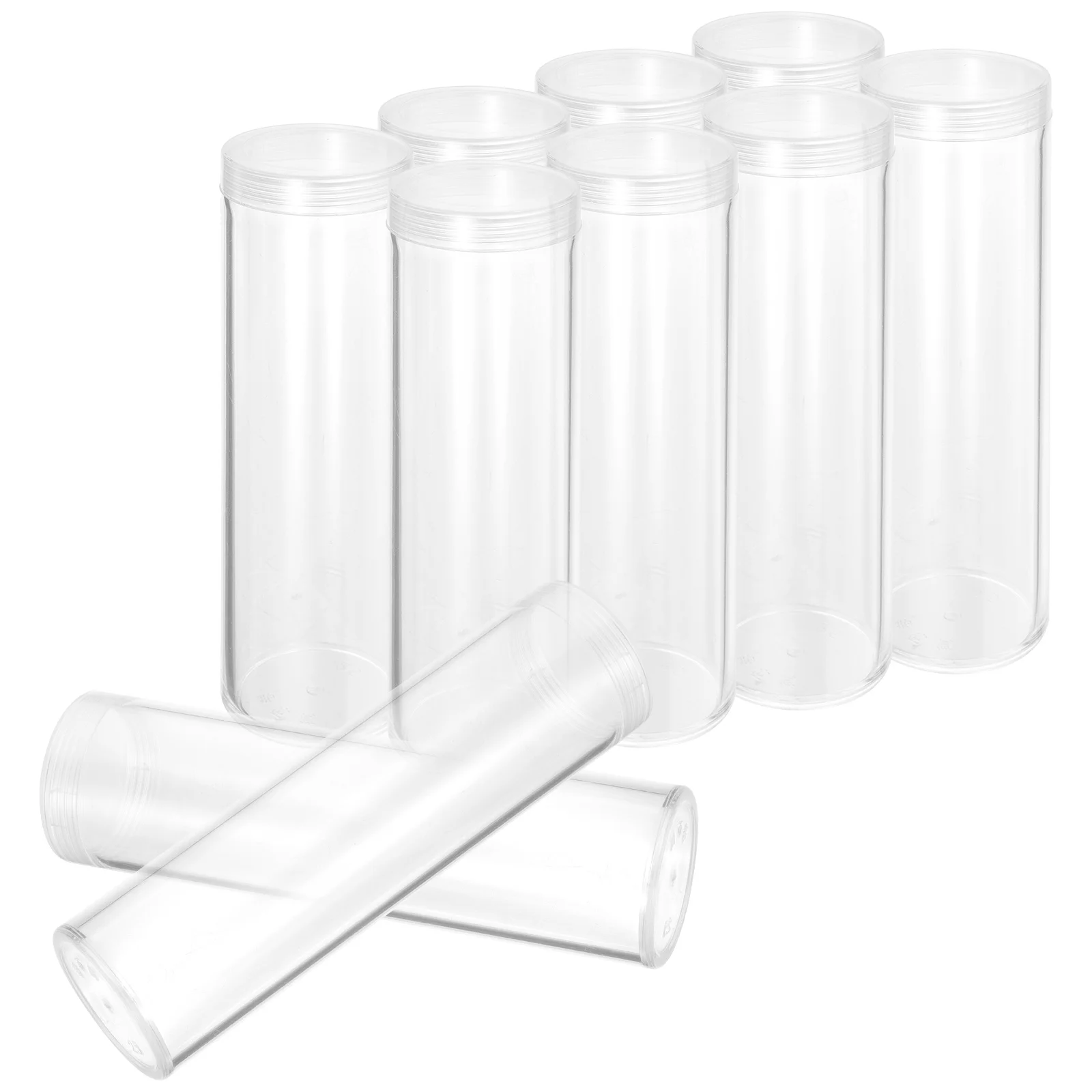 Tube transparent pour la collecte de pièces de monnaie, support de fournitures, distributeur de stockage portable, supports en plastique, capsules, 10 pièces