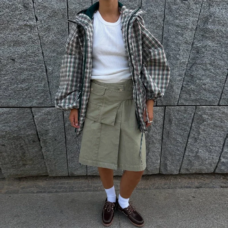 Retro Damen Karierter Kapuzen-Windbreaker mit Kordelzug-Taille, Langarm, Lose Passform, Freizeitjacke, 2026 Herbst Damen Neue Streetwear-Jacken – Detail 9