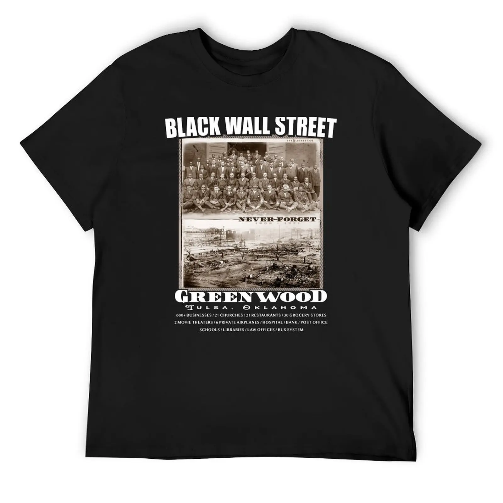 

Black Wall Street - Vintage History Before And After Photos T-Shirt heavyweights korean fashion workout shirts for men